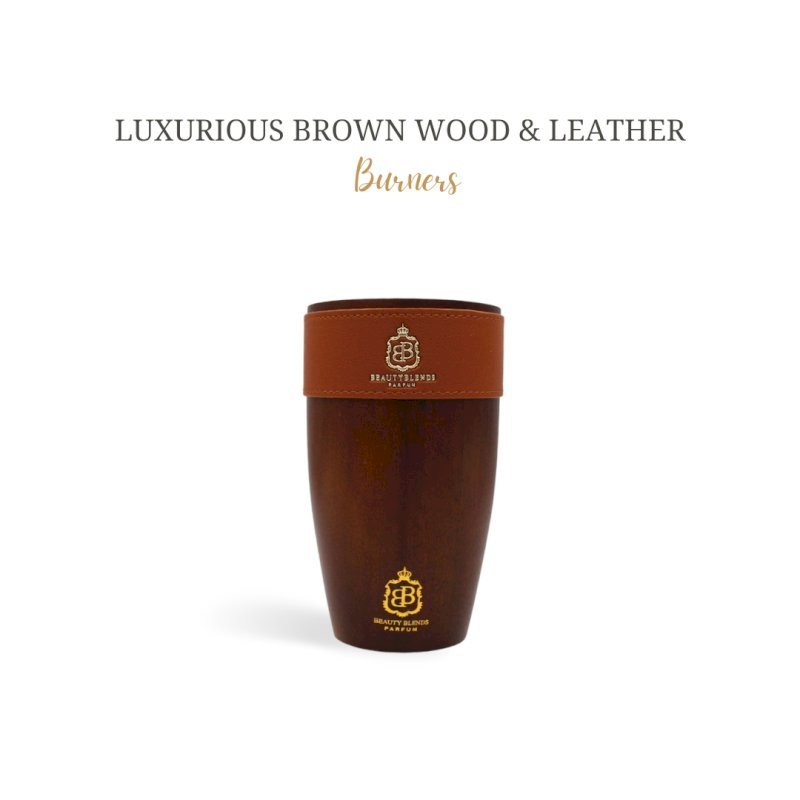 Luxurious brown wood & leather burners  (Dream cup burner BB no. I)