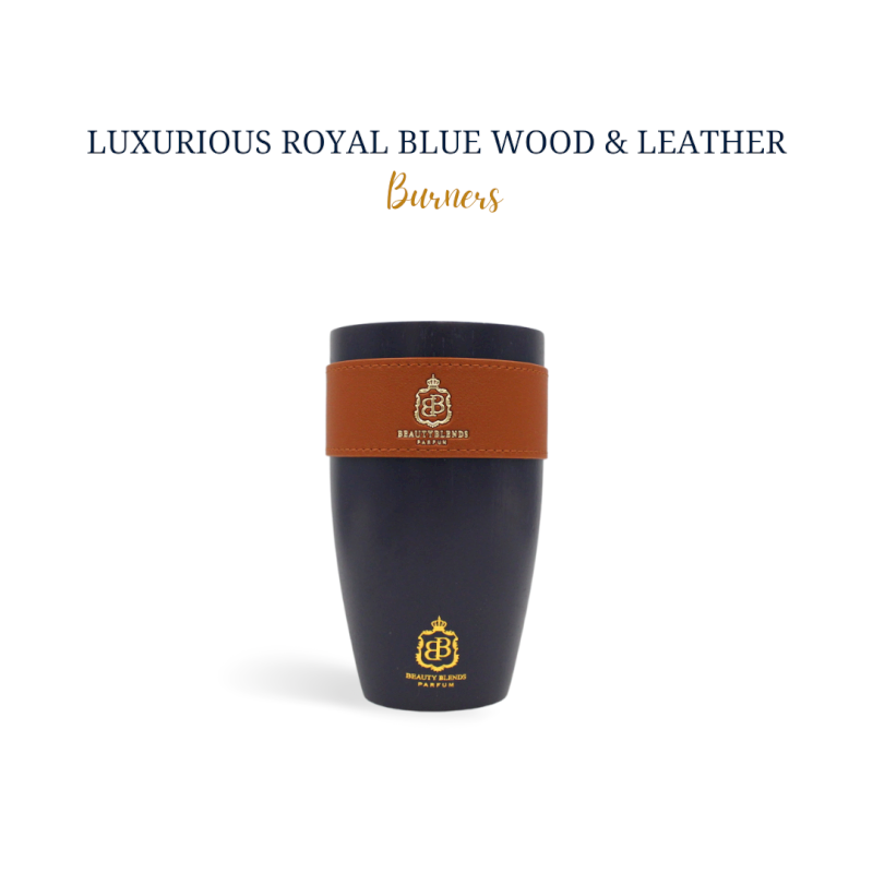 Luxurious royal blue wood & leather burners  (Dream cup burner BB no. I)