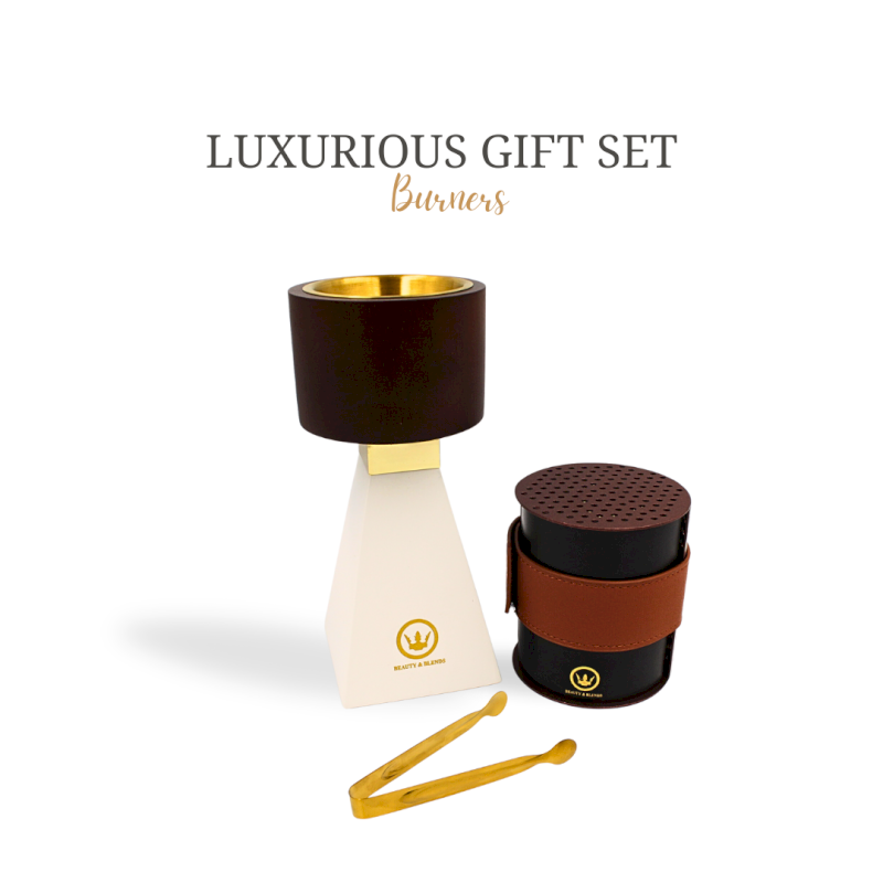 Luxurious burners gift set (Polygon brown & royal blue)